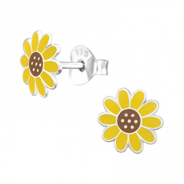 Flower - 925 Sterling Silver Ear Studs With Enamel Colors A4S48791