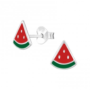 Watermelon - 925 Sterling Silver Ear studs with enamel colors A4S48887