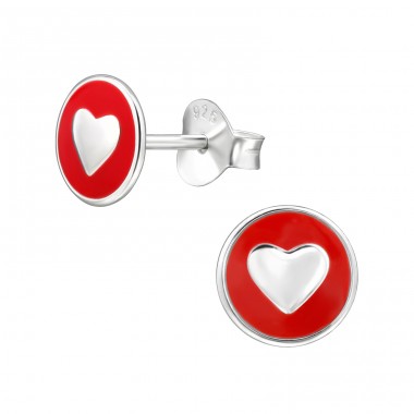 Hearts - 925 Sterling Silver Ear studs with enamel colors A4S49246