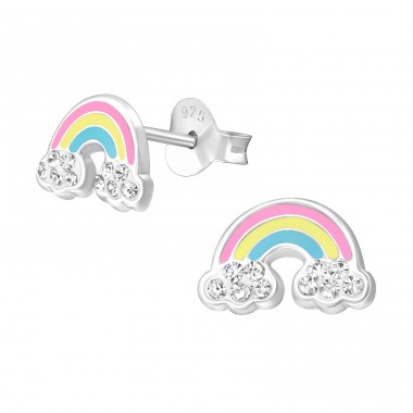 Rainbow with Enamel Colors - 925 Sterling Silver Ear Studs With Enamel Colors A4S49397