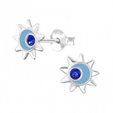 Soare cu cristal - Argint 925 Cercei Cu Surub Colorati A4S49538