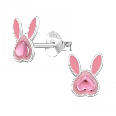 Rabbit, Ears - 925 Sterling Silver Ear Studs With Enamel Colors A4S49696
