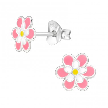 7 mm Blume - 925Er Silber Ohrstecker Mit Emaillefarben A4S49917