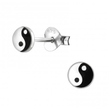 Strieborný Ying Yang - Striebro 925 Farebné puzetové náušnice A4S5656