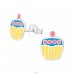 Strieborný Cupcake - Striebro 925 Farebné puzetové náušnice A4S7233