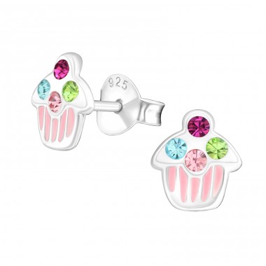 Cupcake - Striebro 925 Puzetové náušnice s kameňmi A4S18690