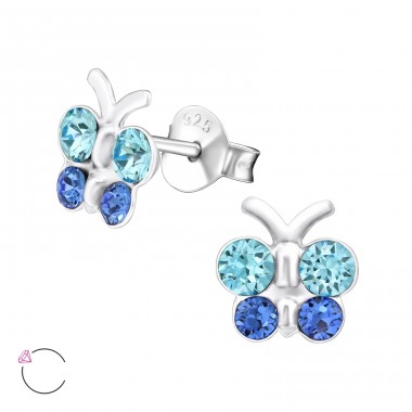 Motýľ Swarovski - Šperkové Striebro 925 Puzetové Náušnice S Krištáľom A4S39703
