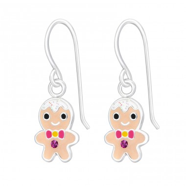 Multicolor Gingerbread Man  - 925 Sterling Silver Earrings For Children A4S42970