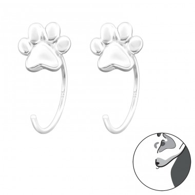 Paw Print - 925 Sterling Silver Earrings for Children A4S43467