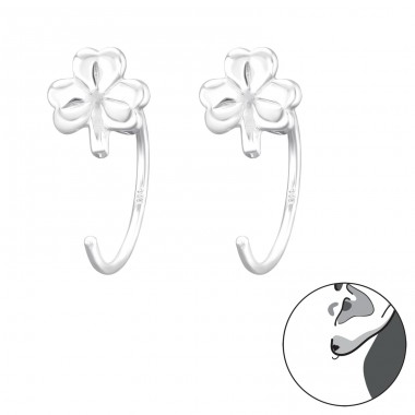 Three-Leaf Clover - 925 Sterling Silver Earrings for Children A4S43468