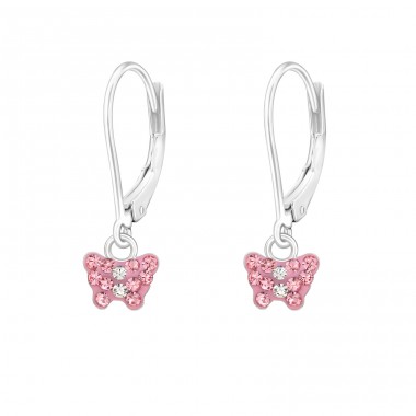 Butterfly with safe lock for kids - 925 Sterling Silver Earrings For Children A4S44069