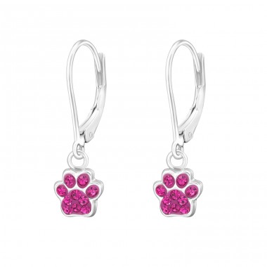 Paw Print with safe lock for kids - 925 Sterling Silver Earrings For Children A4S44073