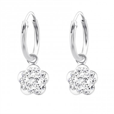 Flower - 925 Sterling Silver Children Hoops A4S10542