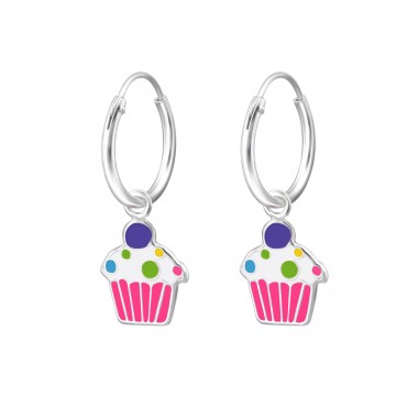 Silberner Cupcake - 925er Silber Creolen für Kinder A4S27561
