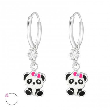 Hängender Panda - 925er Silber Creolen für Kinder A4S32904