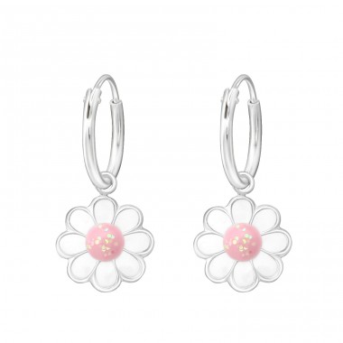 Hängende Blume - 925er Silber Creolen für Kinder A4S35611