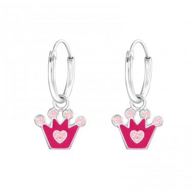 Hanging Crown - 925 Sterling Silver Children Hoops A4S36983