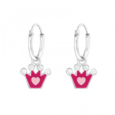 Hanging Crown - 925 Sterling Silver Hoops A4S37218