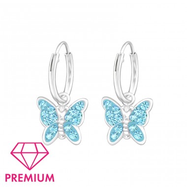 Schmetterling - Premium* - 925Er Sterling Silber Creolen Für Kinder A4S38476