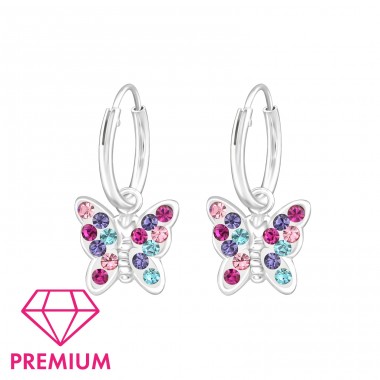 Schmetterling - Premium* - 925Er Sterling Silber Creolen Für Kinder A4S38477