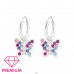 Hanging Butterfly - 925 Sterling Silver Children Hoops A4S38477