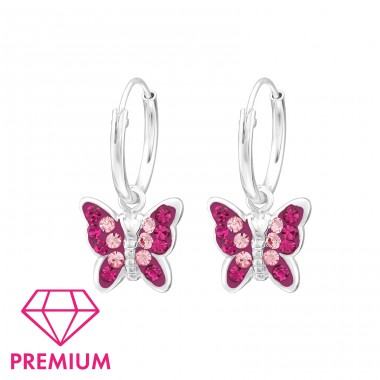 Schmetterling - Premium* - 925Er Sterling Silber Creolen Für Kinder A4S38550