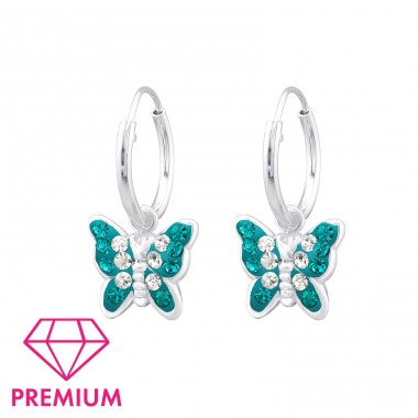 Schmetterling - Premium* - 925Er Sterling Silber Creolen Für Kinder A4S38551