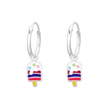 Hanging Ice Cream - 925 Sterling Silver Children Hoops A4S41553