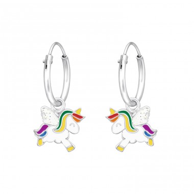 Hängendes Einhorn - 925 Sterling Silber Kinderringe mit hängenden Teilen A4S41555