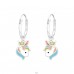 Unicorn / Inorog Multicolor - Argint 925 Cercuri Cu Agatatori A4S41558