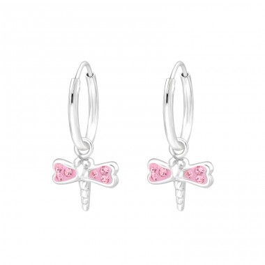 Hanging Dragonfly - 925 Sterling Silver Children Hoops A4S41576