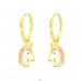 Golden Hanging Unicorn - 925 Sterling Silver Children Hoops A4S42086