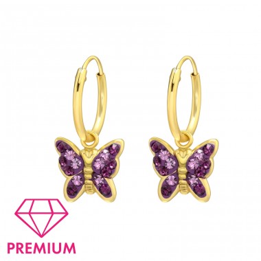 Amethyst Vergoldeter Schmetterling - 925 Sterling Silber Kinderringe mit Anhänger A4S42089