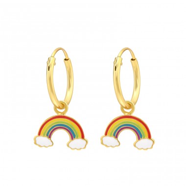 Vergoldeter hängender Regenbogen - 925 Sterling Silber Babyringe mit hängenden Teilen A4S43448