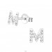 Initial M - 925 Sterling Silver Ear studs with stones A4S16323