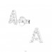 Initial A - 925 Sterling Silver Ear studs with stones A4S17545