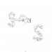Initial S - 925 Sterling Silver Ear studs with stones A4S17546