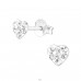 Heart - 925 Sterling Silver Crystal Ear Studs A4S18343