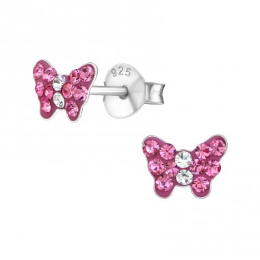 Butterfly - 925 Sterling Silver Ear studs with stones A4S18815