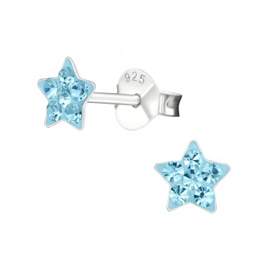 Star - 925 Sterling Silver Ear studs with stones A4S19153