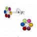 Flower - 925 Sterling Silver Ear studs with stones A4S19630