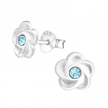 Flower - 925 Sterling Silver Ear studs with stones A4S20285