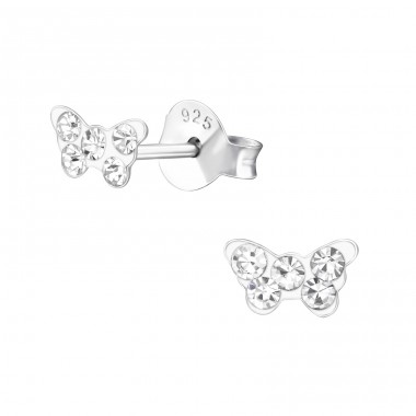 Butterfly - 925 Sterling Silver Ear studs with stones A4S20579