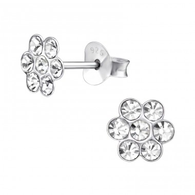Flower - 925 Sterling Silver Ear studs with stones A4S21834