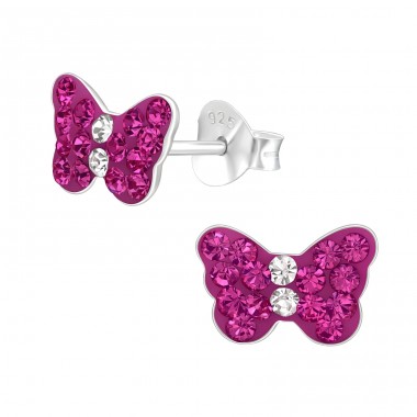 Butterfly - 925 Sterling Silver Ear studs with stones A4S22327