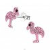 Silberner Flamingo - 925er Silber Ohrstecker mit Steinen A4S22334