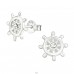 Ship's Wheel - 925 Sterling Silver Ear studs with stones A4S23296