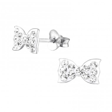Ribbon - 925 Sterling Silver Ear studs with stones A4S23404