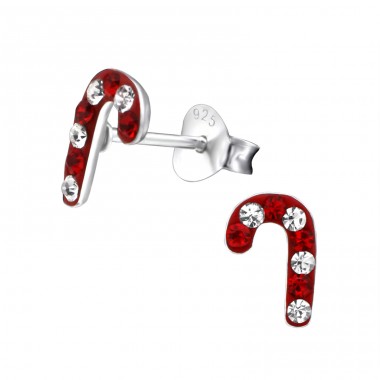 Candy Canes - 925 Sterling Silver Crystal Ear Studs A4S24319