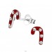 Candy Canes - 925 Sterling Silver Crystal Ear Studs A4S24319